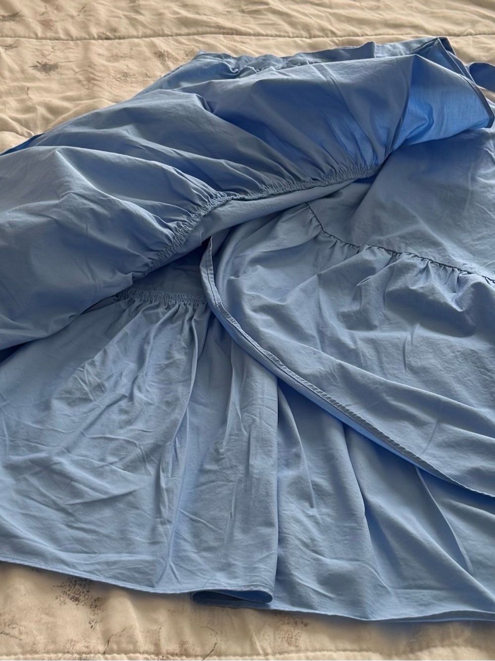 J. Crew periwinkle Blue Ruffle wrap Midi Skirt, size 000 feminine adjustable - Picture 13 of 16